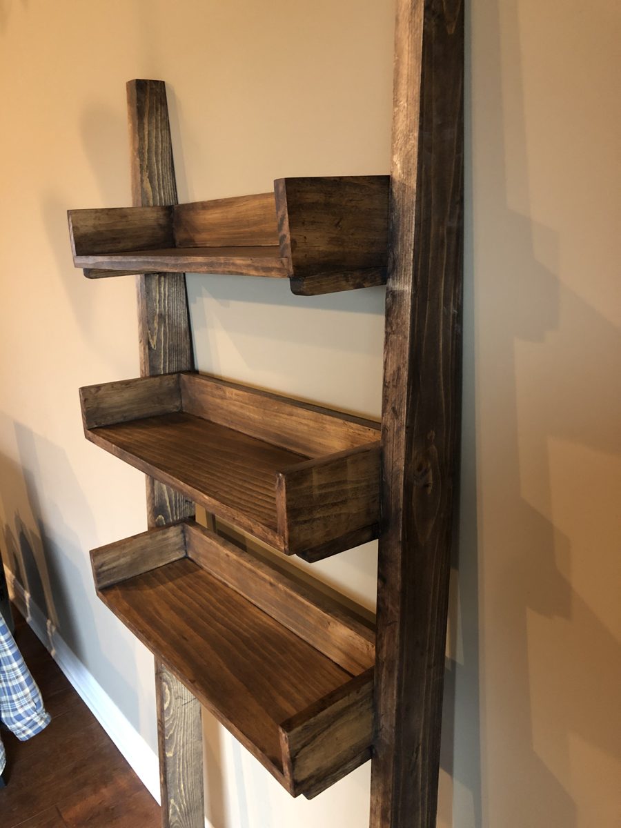 Three-tier bathroom stand finished and mounted