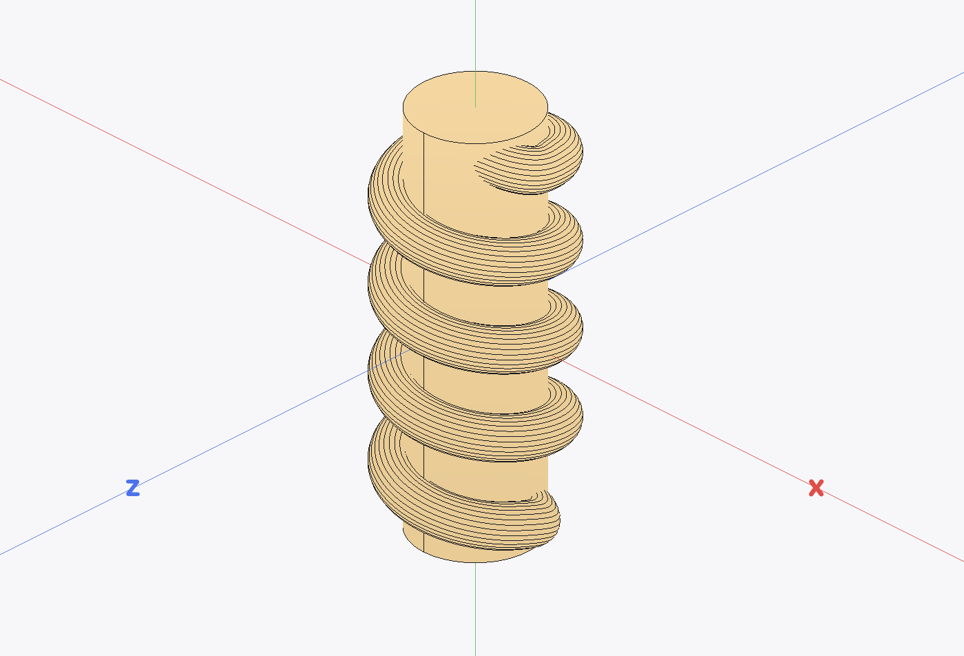 A worm screw modeled as one continuous helical sweep